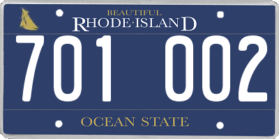 RI license plate 701002