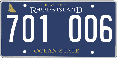 RI license plate 701006