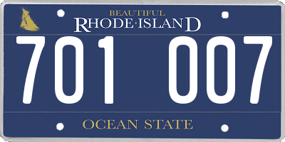 RI license plate 701007