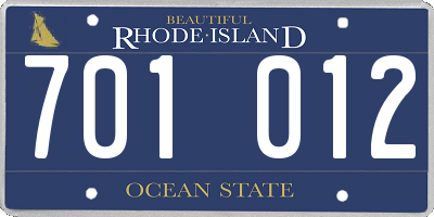 RI license plate 701012