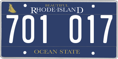 RI license plate 701017