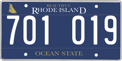 RI license plate 701019