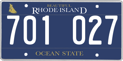 RI license plate 701027