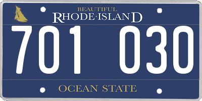 RI license plate 701030