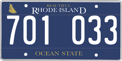RI license plate 701033