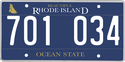 RI license plate 701034