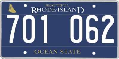 RI license plate 701062