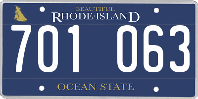 RI license plate 701063