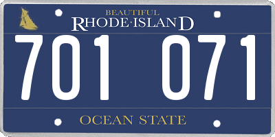 RI license plate 701071