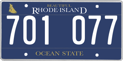 RI license plate 701077