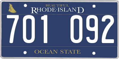 RI license plate 701092