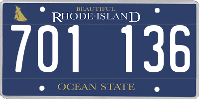 RI license plate 701136