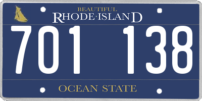 RI license plate 701138
