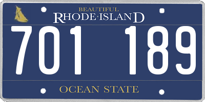 RI license plate 701189