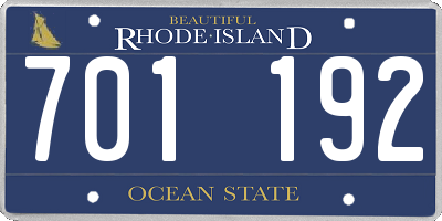 RI license plate 701192