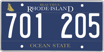 RI license plate 701205