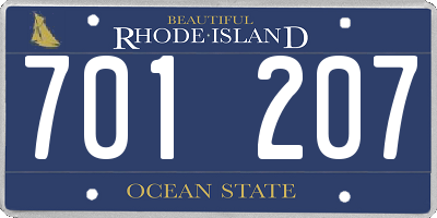 RI license plate 701207