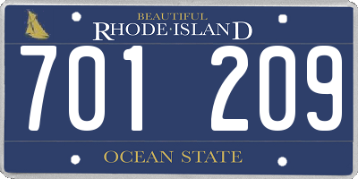 RI license plate 701209