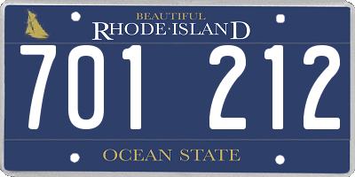 RI license plate 701212