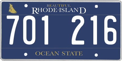 RI license plate 701216
