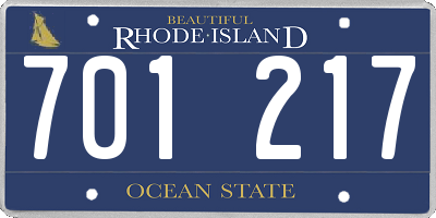 RI license plate 701217