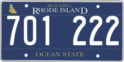 RI license plate 701222