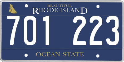 RI license plate 701223