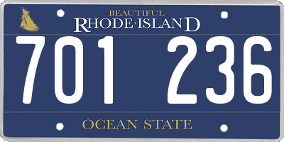 RI license plate 701236