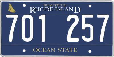 RI license plate 701257