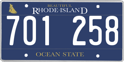 RI license plate 701258