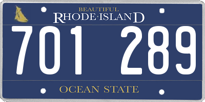 RI license plate 701289