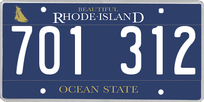 RI license plate 701312