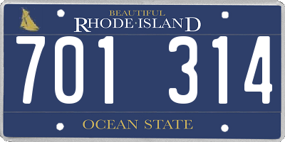 RI license plate 701314