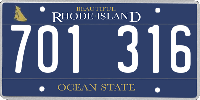 RI license plate 701316