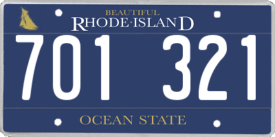 RI license plate 701321