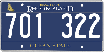 RI license plate 701322