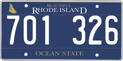 RI license plate 701326