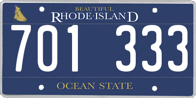 RI license plate 701333