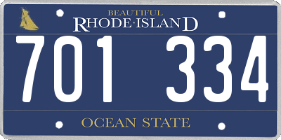 RI license plate 701334