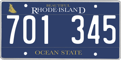RI license plate 701345
