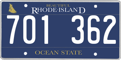 RI license plate 701362