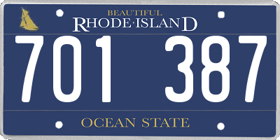 RI license plate 701387