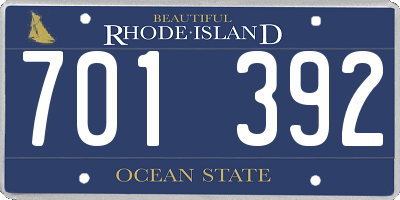 RI license plate 701392