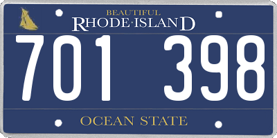 RI license plate 701398