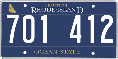 RI license plate 701412