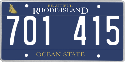 RI license plate 701415