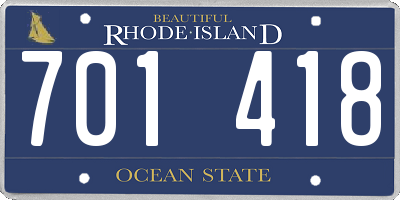 RI license plate 701418