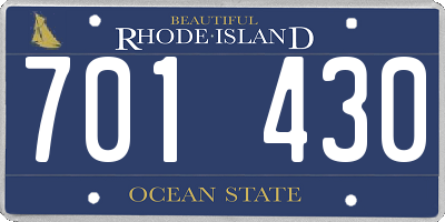 RI license plate 701430
