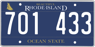 RI license plate 701433