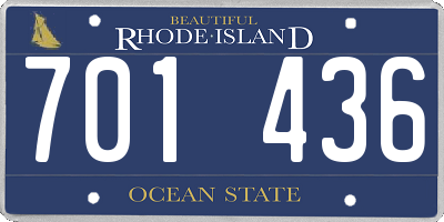 RI license plate 701436